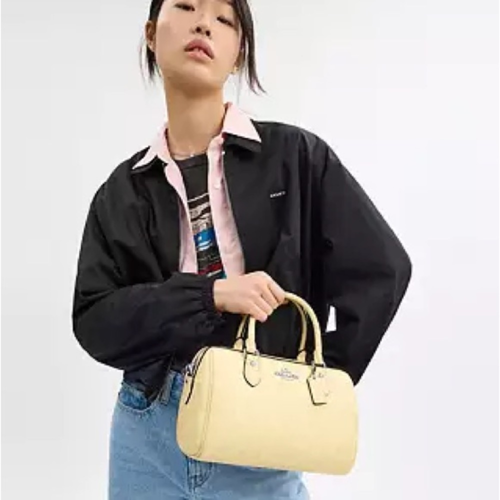 Coach Rowan Satchel Bag In Signature Canvas- Silver/Hay